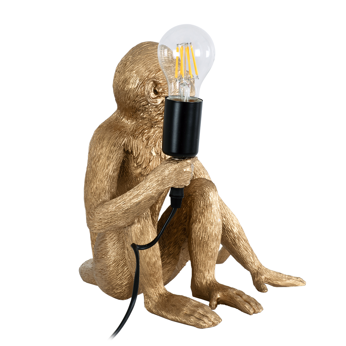 GloboStar® APES 01809 Μοντέρνο Φωτιστικό Πορτατίφ Λαμπατέρ Μονόφωτο 1 x E27 Χρυσό Φιγούρα L30 x W27 x H30cm