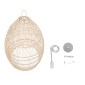 GloboStar® MALIBU 01810 Boho Κρεμαστό Φωτιστικό Καμπάνα Μονόφωτο 1 x E27 IP20 Μπεζ Ξύλο - Μ57 x Π57 x Υ75cm
