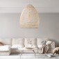 GloboStar® MALIBU 01811 Boho Κρεμαστό Φωτιστικό Καμπάνα Μονόφωτο 1 x E27 IP20 Μπεζ Ξύλο - Μ76 x Π76 x Υ100cm