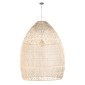 GloboStar® MALIBU 01813 Boho Κρεμαστό Φωτιστικό Καμπάνα Μονόφωτο 1 x E27 IP20 Μπεζ Ξύλο - Μ120 x Π120 x Υ156cm