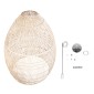GloboStar® MALIBU 01813 Boho Κρεμαστό Φωτιστικό Καμπάνα Μονόφωτο 1 x E27 IP20 Μπεζ Ξύλο - Μ120 x Π120 x Υ156cm