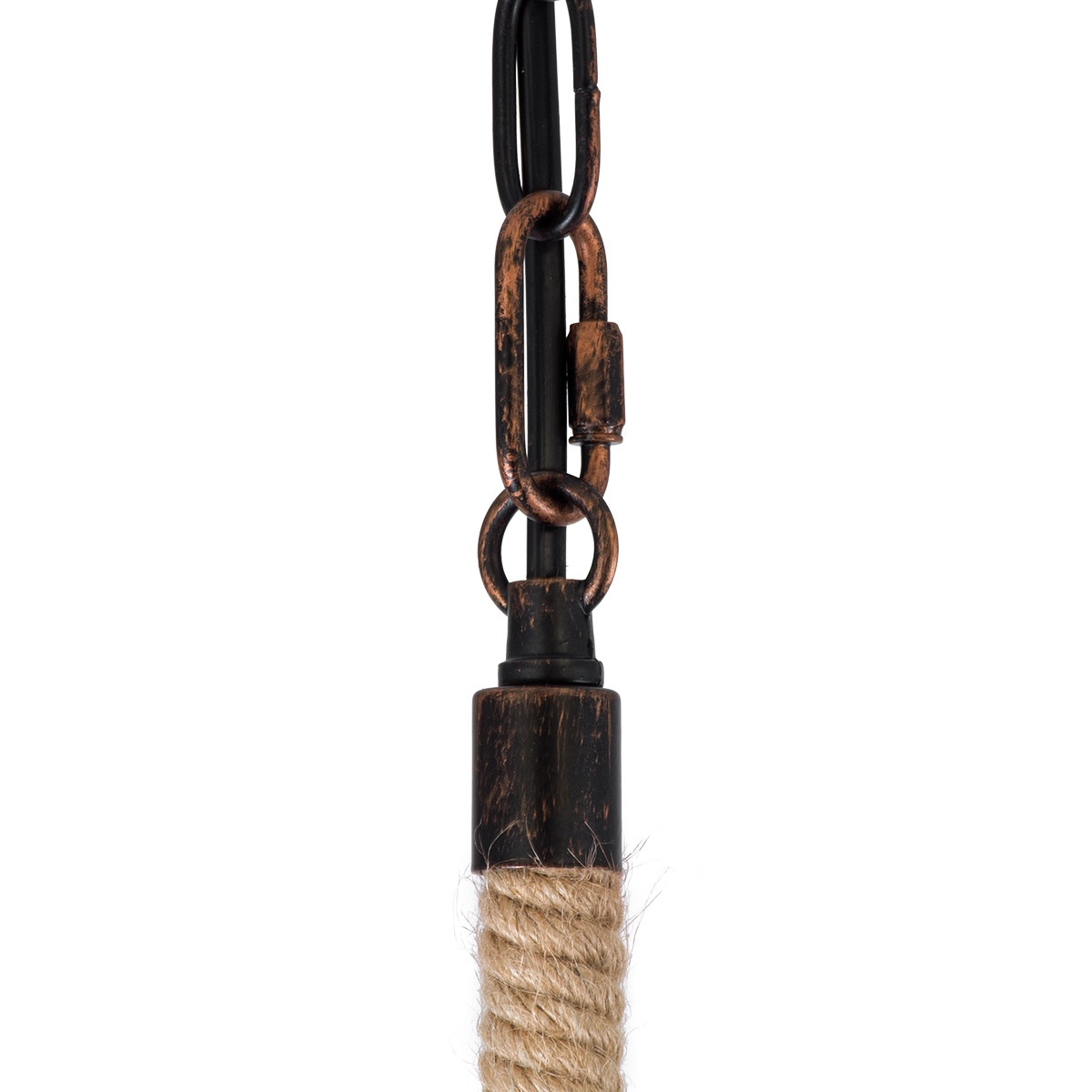 GloboStar® FRAISE 01814 Vintage Κρεμαστό Φωτιστικό Ανάρτηση Μονόφωτο 1 x E27 IP20 Χάλκινο Μέταλλο με Μπεζ Σχοινί - Μ32 x Π4 x Υ32cm