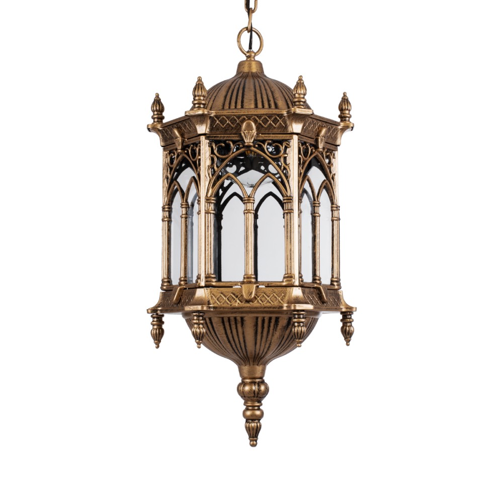GloboStar® DARCY 01815 Vintage Κρεμαστό Φωτιστικό Ανάρτηση Μονόφωτο 1 x E27 IP20 Μπρούτζινο Μέταλλο με Διάφανο Γυαλί - Μ35 x Π35 x Υ61cm