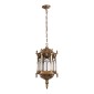GloboStar® DARCY 01815 Vintage Κρεμαστό Φωτιστικό Ανάρτηση Μονόφωτο 1 x E27 IP20 Μπρούτζινο Μέταλλο με Διάφανο Γυαλί - Μ35 x Π35 x Υ61cm