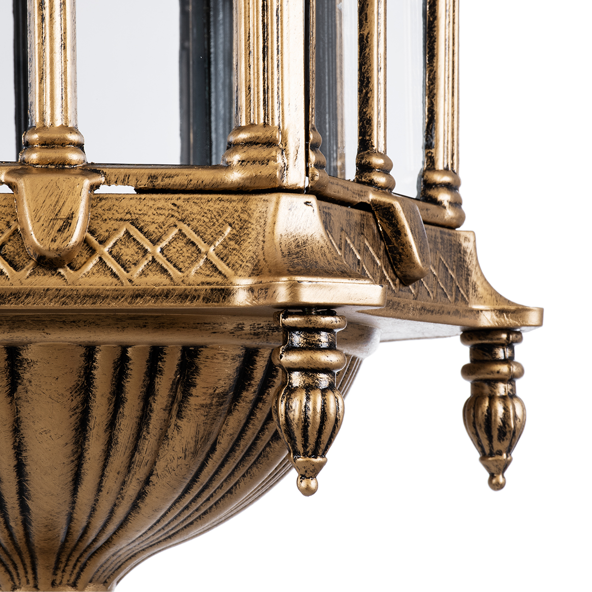 GloboStar® DARCY 01815 Vintage Κρεμαστό Φωτιστικό Ανάρτηση Μονόφωτο 1 x E27 IP20 Μπρούτζινο Μέταλλο με Διάφανο Γυαλί - Μ35 x Π35 x Υ61cm