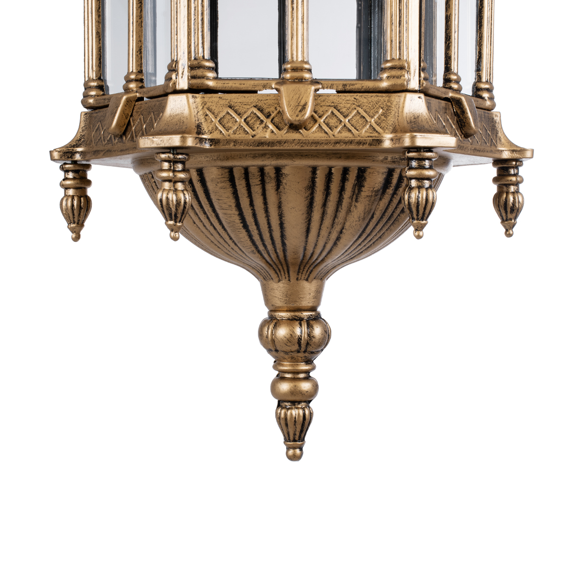 GloboStar® DARCY 01815 Vintage Κρεμαστό Φωτιστικό Ανάρτηση Μονόφωτο 1 x E27 IP20 Μπρούτζινο Μέταλλο με Διάφανο Γυαλί - Μ35 x Π35 x Υ61cm
