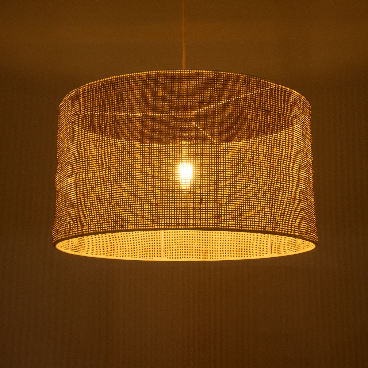 GloboStar® YOTTO 01822 Boho Κρεμαστό Φωτιστικό Καπέλο Μονόφωτο 1 x E27 IP20 Μπεζ Ξύλο - Μ55 x Π55 x Y30cm