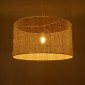 GloboStar® YOTTO 01822 Boho Κρεμαστό Φωτιστικό Καπέλο Μονόφωτο 1 x E27 IP20 Μπεζ Ξύλο - Μ55 x Π55 x Y30cm