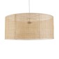 GloboStar® YOTTO 01823 Boho Κρεμαστό Φωτιστικό Καπέλο Τρίφωτο 3 x E27 IP20 Μπεζ Ξύλο - Μ90 x Π90 x Υ40cm