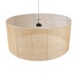 GloboStar® YOTTO 01823 Boho Κρεμαστό Φωτιστικό Καπέλο Τρίφωτο 3 x E27 IP20 Μπεζ Ξύλο - Μ90 x Π90 x Υ40cm