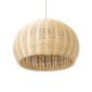 GloboStar® RAITO 01824 Boho Κρεμαστό Φωτιστικό Καμπάνα Μονόφωτο 1 x E27 IP20 Μπεζ Ξύλο - Μ40 x Π40 x Υ25cm