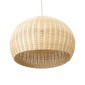 GloboStar® RAITO 01825 Boho Κρεμαστό Φωτιστικό Καμπάνα Μονόφωτο 1 x E27 IP20 Μπεζ Ξύλο - Μ60 x Π60 x Υ40cm