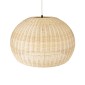 GloboStar® RAITO 01825 Boho Κρεμαστό Φωτιστικό Καμπάνα Μονόφωτο 1 x E27 IP20 Μπεζ Ξύλο - Μ60 x Π60 x Υ40cm