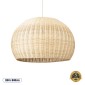 GloboStar® RAITO 01825 Boho Κρεμαστό Φωτιστικό Καμπάνα Μονόφωτο 1 x E27 IP20 Μπεζ Ξύλο - Μ60 x Π60 x Υ40cm