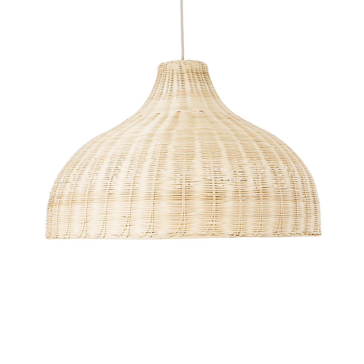 GloboStar® AFURU 01828 Boho Κρεμαστό Φωτιστικό Καμπάνα Μονόφωτο 1 x E27 IP20 Μπεζ Ξύλο - Μ60 x Π60 x Υ40cm