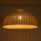 GloboStar® AFURU 01829 Boho Κρεμαστό Φωτιστικό Καμπάνα Μονόφωτο 1 x E27 IP20 Μπεζ Ξύλο - Μ100 x Π100 x Υ60cm