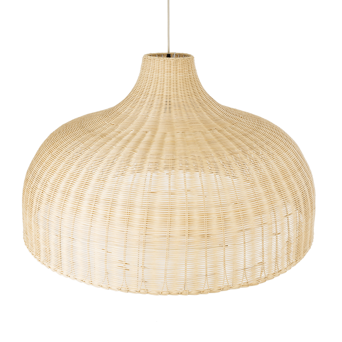 GloboStar® AFURU 01829 Boho Κρεμαστό Φωτιστικό Καμπάνα Μονόφωτο 1 x E27 IP20 Μπεζ Ξύλο - Μ100 x Π100 x Υ60cm