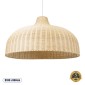 GloboStar® AFURU 01829 Boho Κρεμαστό Φωτιστικό Καμπάνα Μονόφωτο 1 x E27 IP20 Μπεζ Ξύλο - Μ100 x Π100 x Υ60cm