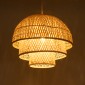 GloboStar® HIROKA 01836 Boho Κρεμαστό Φωτιστικό Πλέγμα Μονόφωτο 1 x E27 IP20 Μπεζ Ξύλο - Μ60 x Π60 x Υ50cm