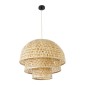 GloboStar® HIROKA 01836 Boho Κρεμαστό Φωτιστικό Πλέγμα Μονόφωτο 1 x E27 IP20 Μπεζ Ξύλο - Μ60 x Π60 x Υ50cm