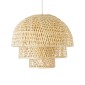 GloboStar® HIROKA 01836 Boho Κρεμαστό Φωτιστικό Πλέγμα Μονόφωτο 1 x E27 IP20 Μπεζ Ξύλο - Μ60 x Π60 x Υ50cm