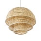 GloboStar® HIROKA 01836 Boho Κρεμαστό Φωτιστικό Πλέγμα Μονόφωτο 1 x E27 IP20 Μπεζ Ξύλο - Μ60 x Π60 x Υ50cm