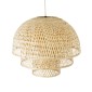 GloboStar® HIROKA 01836 Boho Κρεμαστό Φωτιστικό Πλέγμα Μονόφωτο 1 x E27 IP20 Μπεζ Ξύλο - Μ60 x Π60 x Υ50cm