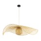 GloboStar® CINNABAR 01838 Boho Κρεμαστό Φωτιστικό Πλέγμα Μονόφωτο 1 x E27 IP20 Μπεζ Ξύλο - Μ100 x Π100 x Υ21cm