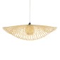 GloboStar® CINNABAR 01838 Boho Κρεμαστό Φωτιστικό Πλέγμα Μονόφωτο 1 x E27 IP20 Μπεζ Ξύλο - Μ100 x Π100 x Υ21cm
