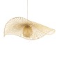 GloboStar® CINNABAR 01838 Boho Κρεμαστό Φωτιστικό Πλέγμα Μονόφωτο 1 x E27 IP20 Μπεζ Ξύλο - Μ100 x Π100 x Υ21cm