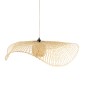 GloboStar® CINNABAR 01838 Boho Κρεμαστό Φωτιστικό Πλέγμα Μονόφωτο 1 x E27 IP20 Μπεζ Ξύλο - Μ100 x Π100 x Υ21cm