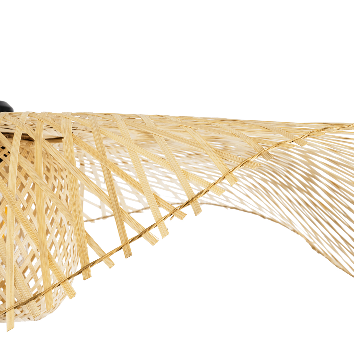 GloboStar® CINNABAR 01838 Boho Κρεμαστό Φωτιστικό Πλέγμα Μονόφωτο 1 x E27 IP20 Μπεζ Ξύλο - Μ100 x Π100 x Υ21cm