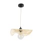 GloboStar® MELEMELE 01839 Boho Κρεμαστό Φωτιστικό Πλέγμα Μονόφωτο 1 x E27 IP20 Μπεζ Ξύλο - Μ35 x Π35 x Υ4cm