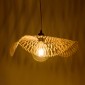 GloboStar® MELEMELE 01840 Boho Κρεμαστό Φωτιστικό Πλέγμα Μονόφωτο 1 x E27 IP20 Μπεζ Ξύλο - Μ50 x Π50 x Υ7cm