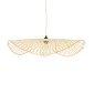 GloboStar® MELEMELE 01841 Boho Κρεμαστό Φωτιστικό Πλέγμα Μονόφωτο 1 x E27 IP20 Μπεζ Ξύλο - Μ75 x Π75 x Υ10cm