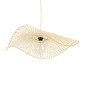 GloboStar® MELEMELE 01841 Boho Κρεμαστό Φωτιστικό Πλέγμα Μονόφωτο 1 x E27 IP20 Μπεζ Ξύλο - Μ75 x Π75 x Υ10cm