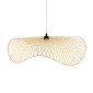 GloboStar® MELEMELE 01841 Boho Κρεμαστό Φωτιστικό Πλέγμα Μονόφωτο 1 x E27 IP20 Μπεζ Ξύλο - Μ75 x Π75 x Υ10cm