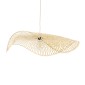 GloboStar® MELEMELE 01842 Boho Κρεμαστό Φωτιστικό Πλέγμα Μονόφωτο 1 x E27 IP20 Μπεζ Ξύλο - Μ100 x Π100 x Υ12cm