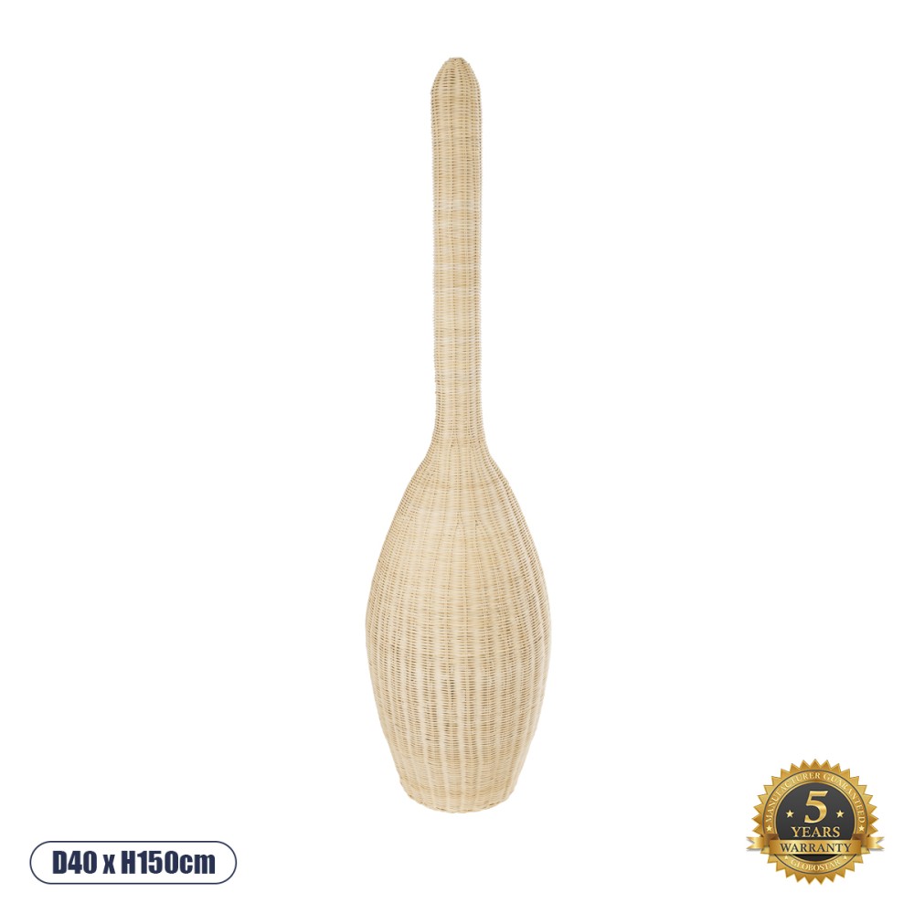 GloboStar® PARADIS 01845 Boho Επιδαπέδιο Φωτιστικό Μονόφωτο 1 x E27 IP20 Μπεζ Ξύλο - Μ40 x Π40 x Υ150cm