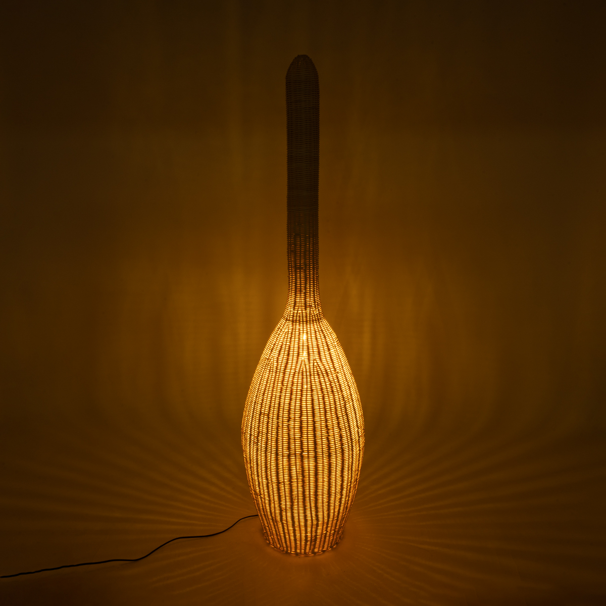 GloboStar® PARADIS 01845 Boho Επιδαπέδιο Φωτιστικό Μονόφωτο 1 x E27 IP20 Μπεζ Ξύλο - Μ40 x Π40 x Υ150cm