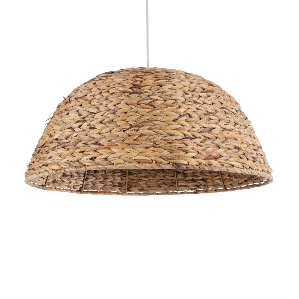 GloboStar® MANGATA 01847 Boho Κρεμαστό Φωτιστικό Καμπάνα Μονόφωτο 1 x E27 IP20 Καφέ Ξύλο - Μ60 x Π60 x Υ28cm