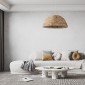 GloboStar® MANGATA 01847 Boho Κρεμαστό Φωτιστικό Καμπάνα Μονόφωτο 1 x E27 IP20 Μπεζ Ξύλο - Μ60 x Π60 x Υ28cm