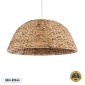 GloboStar® MANGATA 01847 Boho Κρεμαστό Φωτιστικό Καμπάνα Μονόφωτο 1 x E27 IP20 Μπεζ Ξύλο - Μ60 x Π60 x Υ28cm
