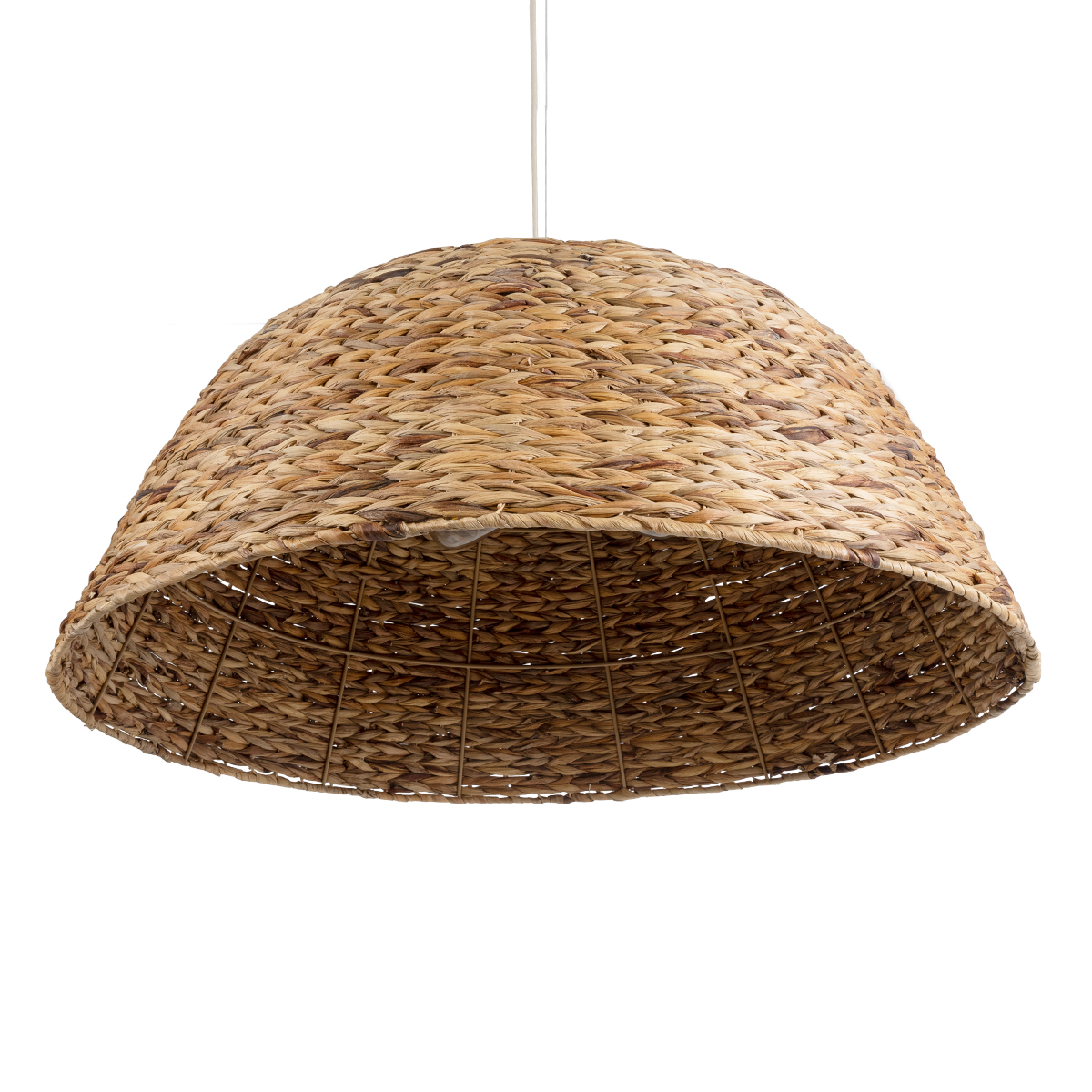 GloboStar® MANGATA 01848 Boho Κρεμαστό Φωτιστικό Καμπάνα Μονόφωτο 1 x E27 IP20 Καφέ Ξύλο - Μ90 x Π90 x Υ40cm