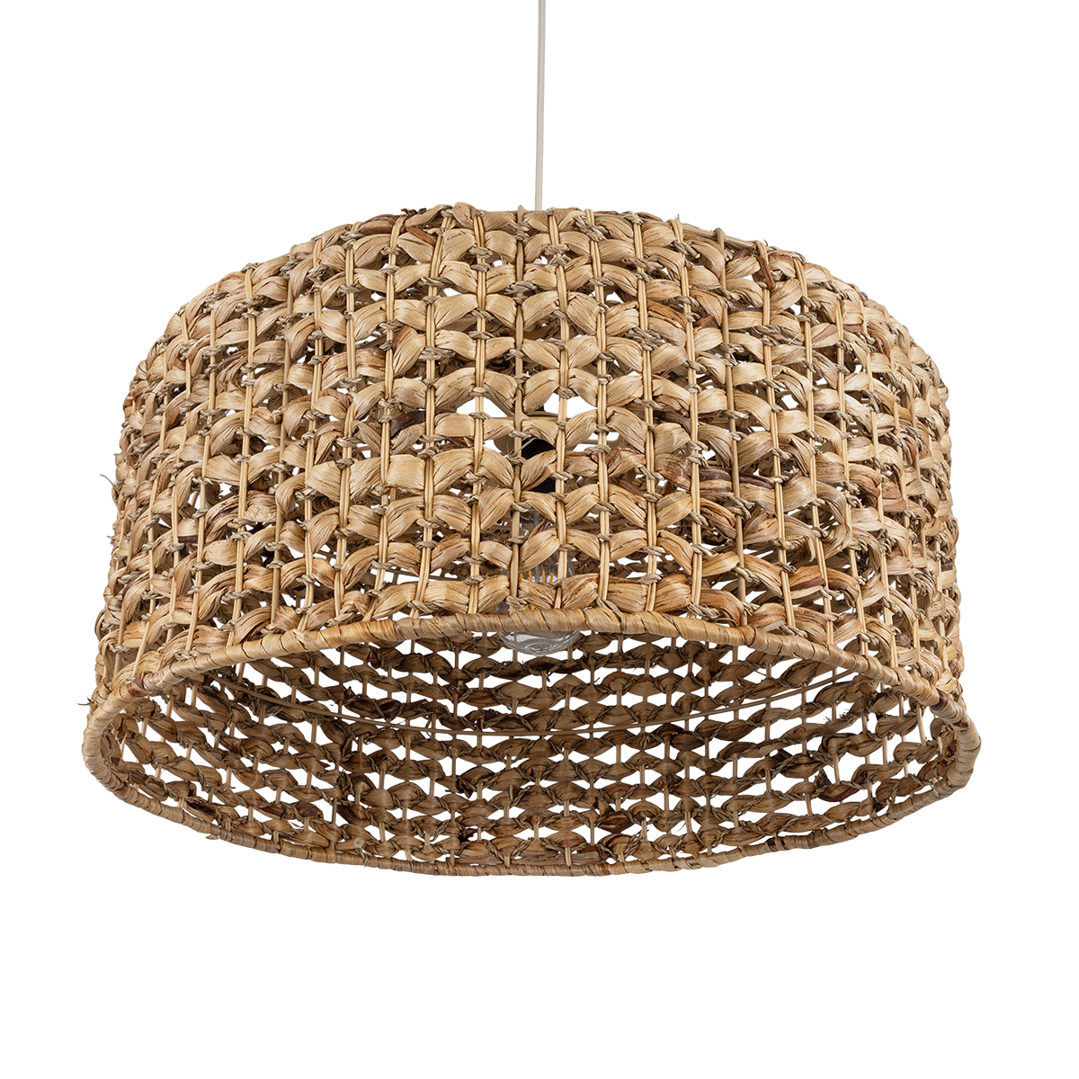 GloboStar® MANGATA 01849 Boho Κρεμαστό Φωτιστικό Καμπάνα Μονόφωτο 1 x E27 IP20 Καφέ Ξύλο - Μ60 x Π60 x Υ28cm