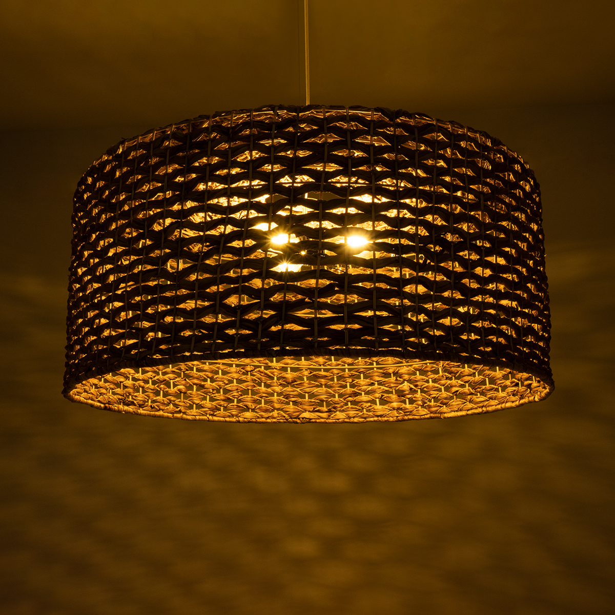 GloboStar® MANGATA 01850 Boho Κρεμαστό Φωτιστικό Καμπάνα Μονόφωτο 1 x E27 IP20 Καφέ Ξύλο - Μ90 x Π90 x Υ40cm