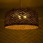 GloboStar® MANGATA 01850 Boho Κρεμαστό Φωτιστικό Καμπάνα Μονόφωτο 1 x E27 IP20 Καφέ Ξύλο - Μ90 x Π90 x Υ40cm