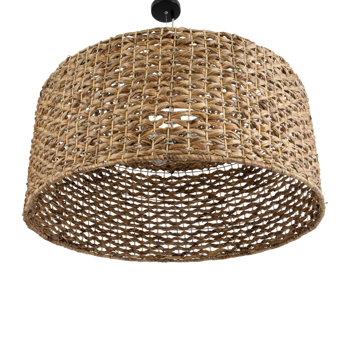 GloboStar® MANGATA 01850 Boho Κρεμαστό Φωτιστικό Καμπάνα Μονόφωτο 1 x E27 IP20 Καφέ Ξύλο - Μ90 x Π90 x Υ40cm
