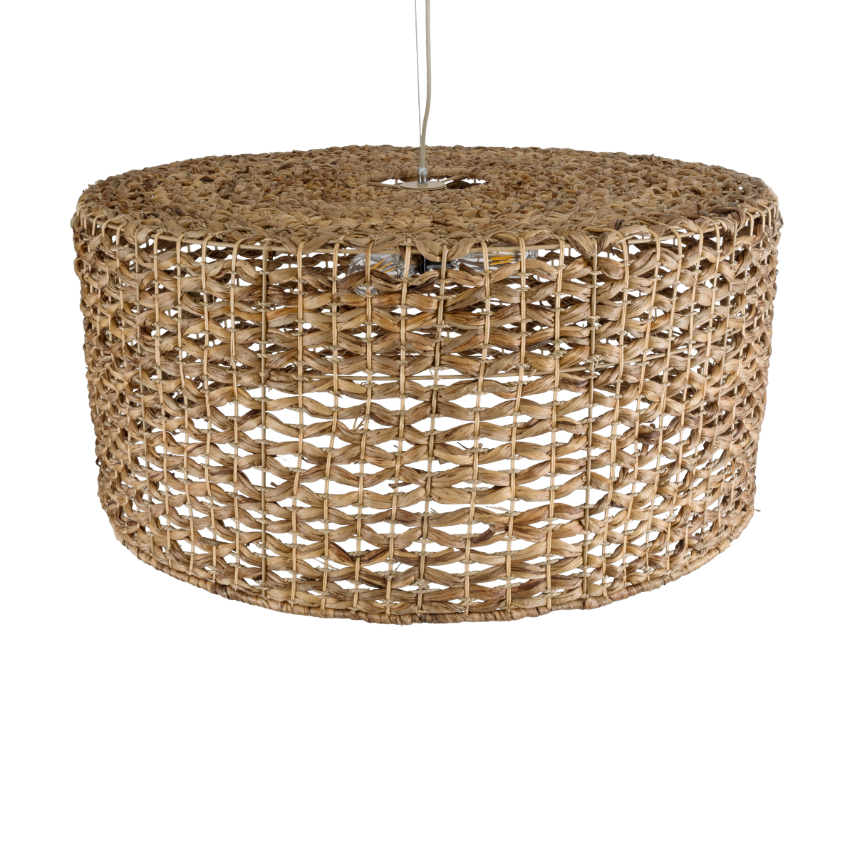 GloboStar® MANGATA 01850 Boho Κρεμαστό Φωτιστικό Καμπάνα Μονόφωτο 1 x E27 IP20 Καφέ Ξύλο - Μ90 x Π90 x Υ40cm