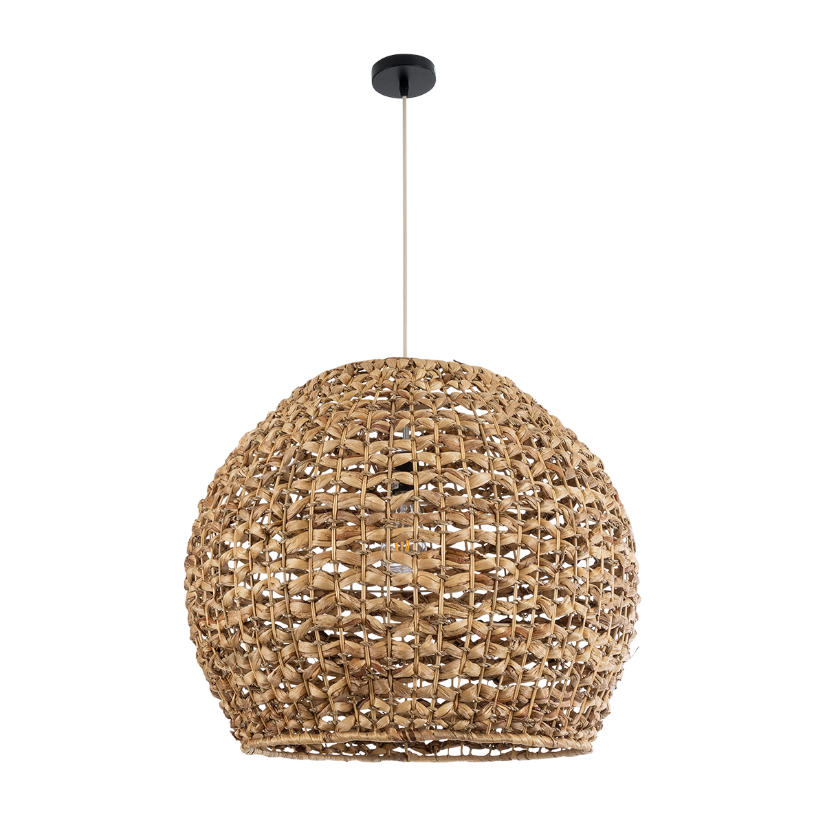 GloboStar® MANGATA 01851 Boho Κρεμαστό Φωτιστικό Καμπάνα Μονόφωτο 1 x E27 IP20 Καφέ Ξύλο - Μ60 x Π60 x Υ50cm